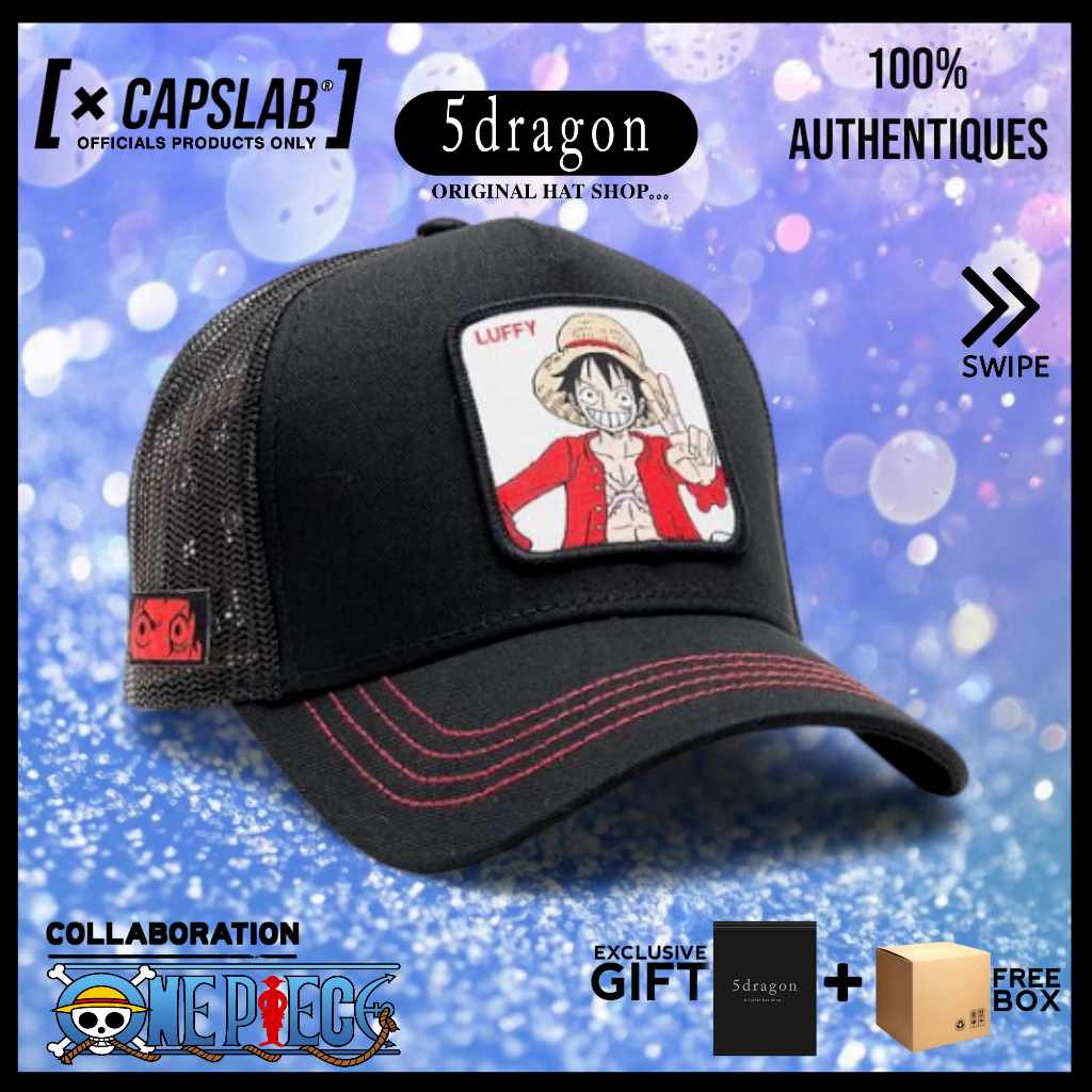TOPI CAPSLAB ORIGINAL TRUCKER ONE PIECE LUFFY BLACK