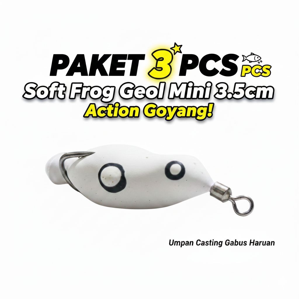 PAKET 3 PCS Soft Frog Geol Mini 3.5cm Umpan Casting Gabus Haruan - Kodok Karet Action Goyang