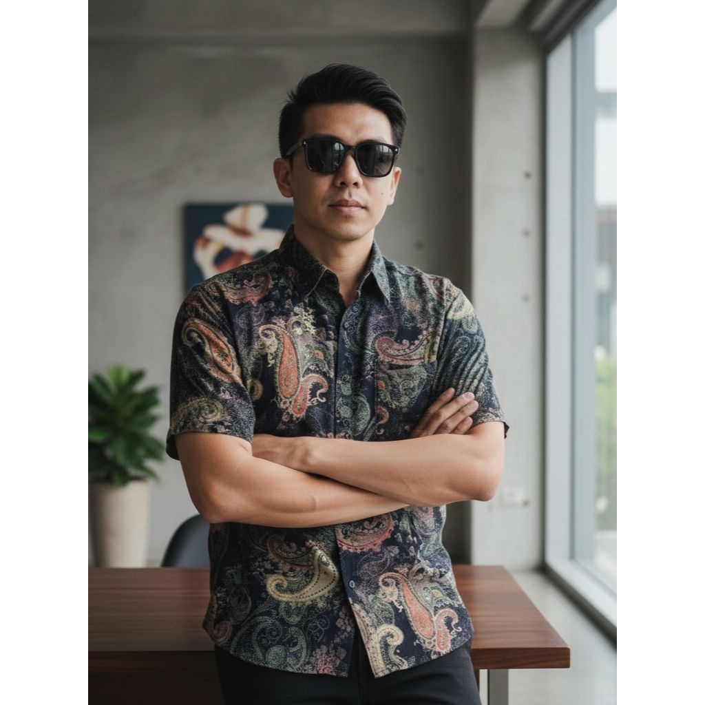 Kemeja Vintage Motif Paisley
