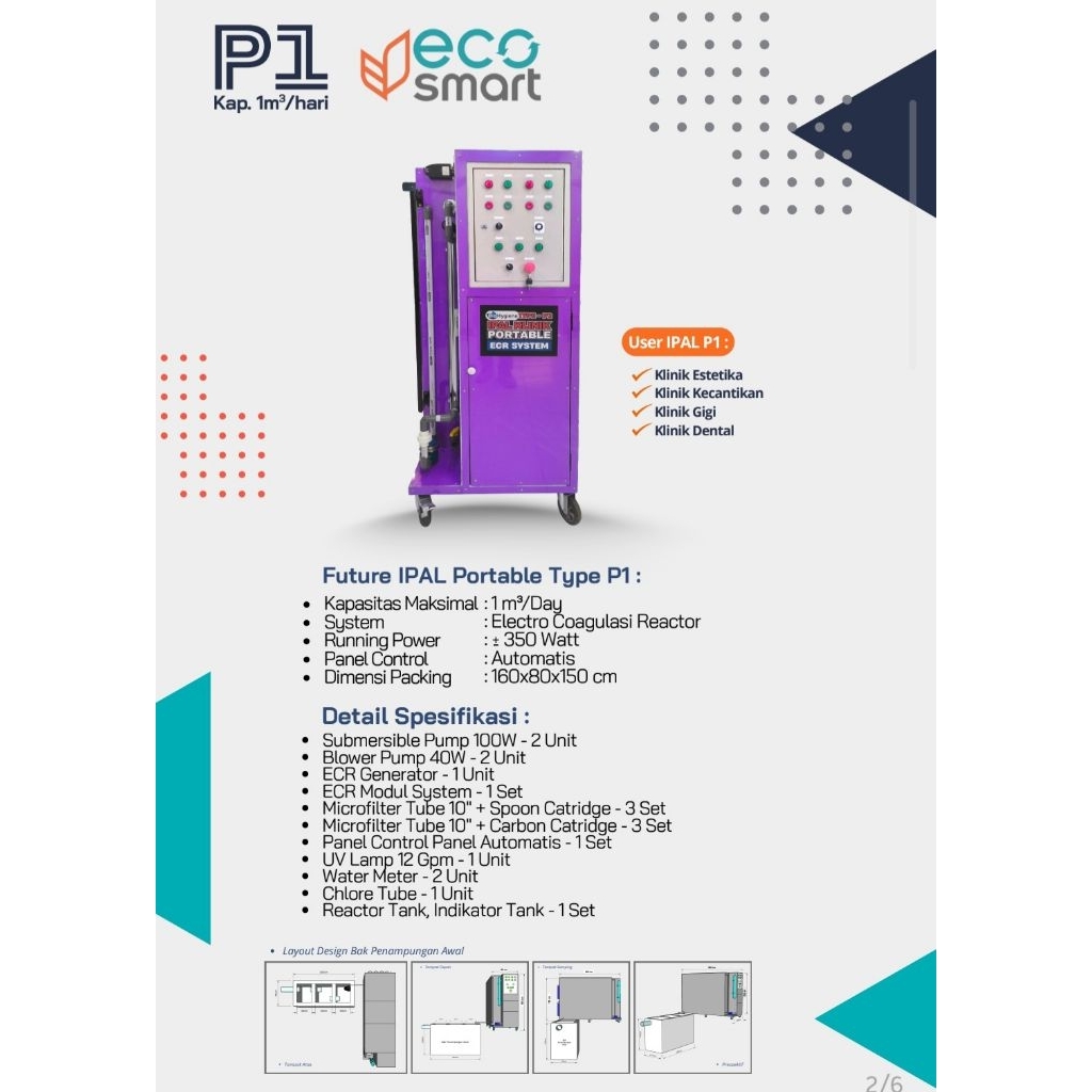Perangkat IPAL (Instalasi Pengolahan Air Limbah) Portable type P1