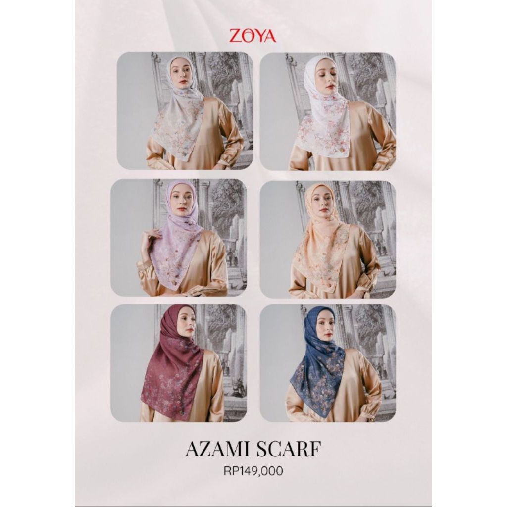 ZOYA - AZAMI PRINT SCARF BY ZOYA - JILBAB SEGI EMPAT - MOTIF - HARDBOX