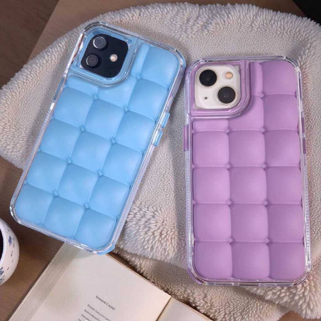 Casing For Iphone 11 12 13 14 15 16 17 Pro Max Softcase Bubbly Puff Casing Leather Case