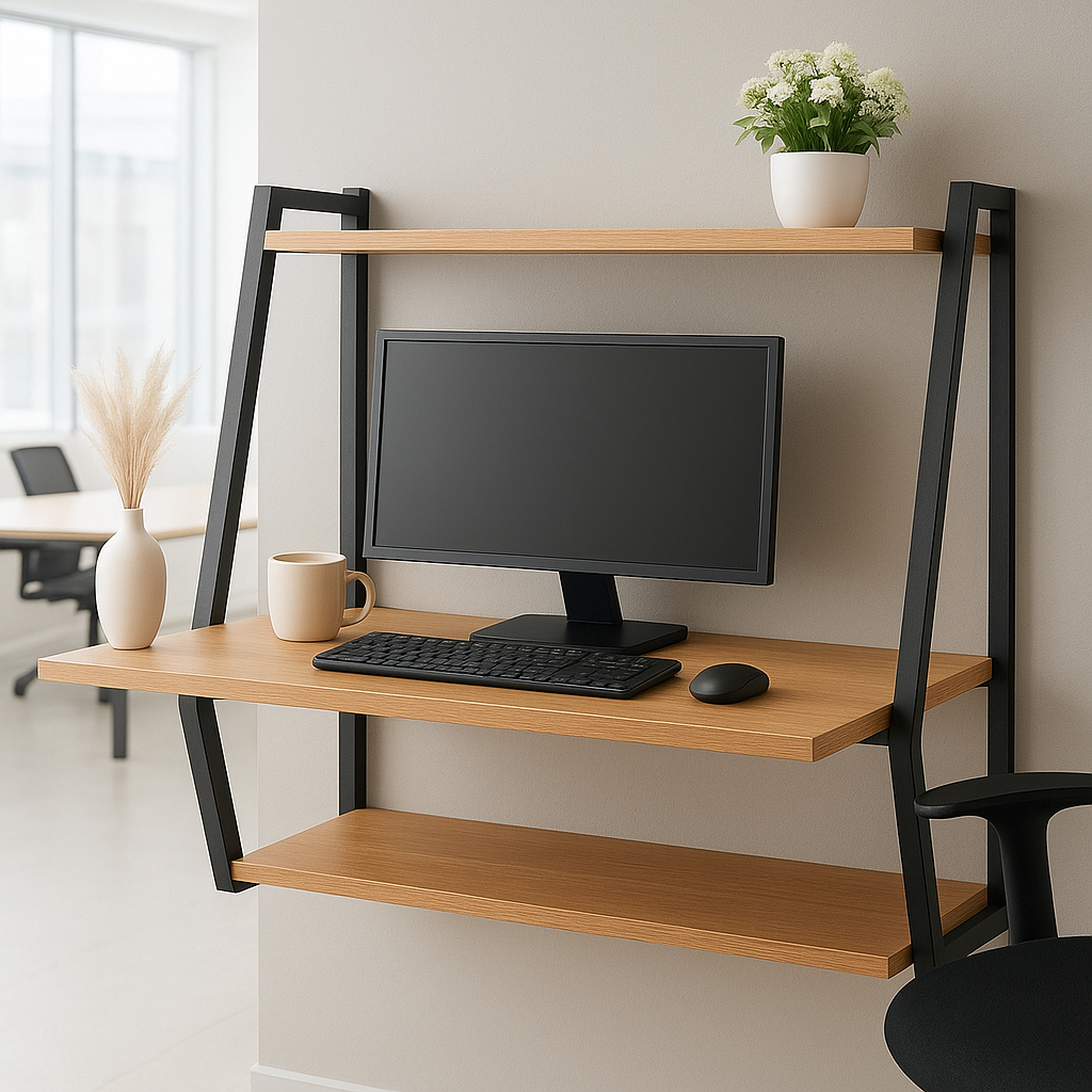 Meja Tempel Dinding Satu Set Ambalan Meja Komputer Belajar Minimalis Aesthetic