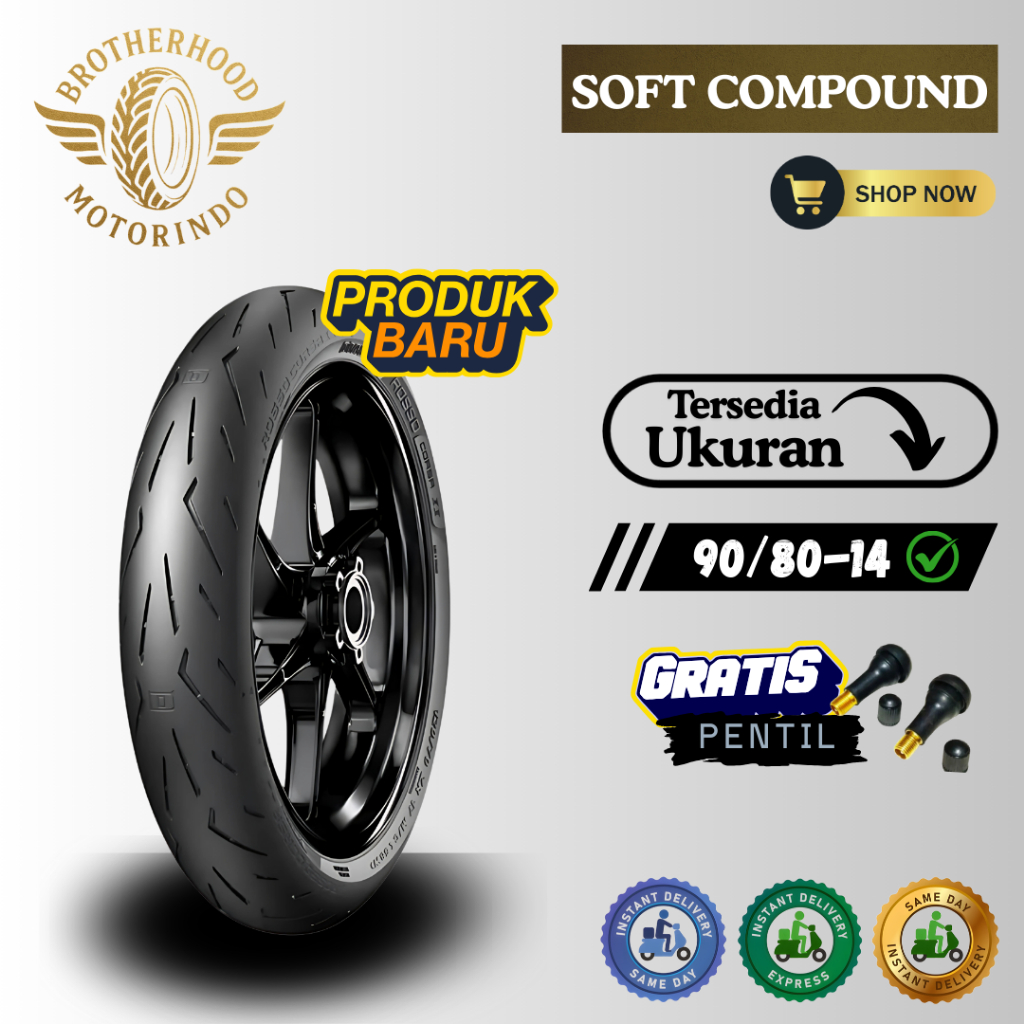 BAN PIRELLI DIABLO ROSSO CORSA 2 90/80-14 / BAN MOTOR RING 14 / BAN BALAP RING 14 / PIRELI DRC 2 /  