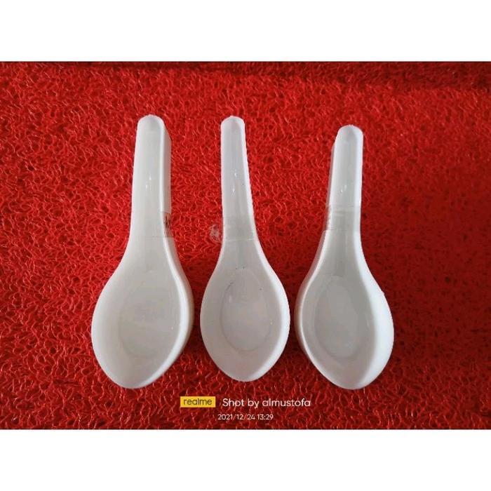 12pcs sendok bebek besar putih MG /sendok catering nasi bungkus / sup / sendok es buah / sendok pudi