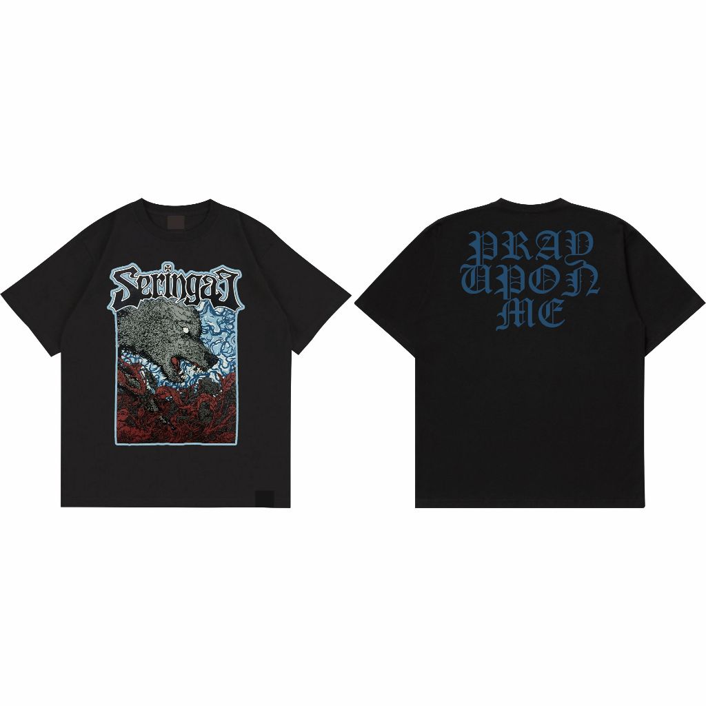 Musicislikemagic - KAOS Band SERINGAI - Baju METAL SERIGALA MILITIA / TSHIRT HITAM Band Rock