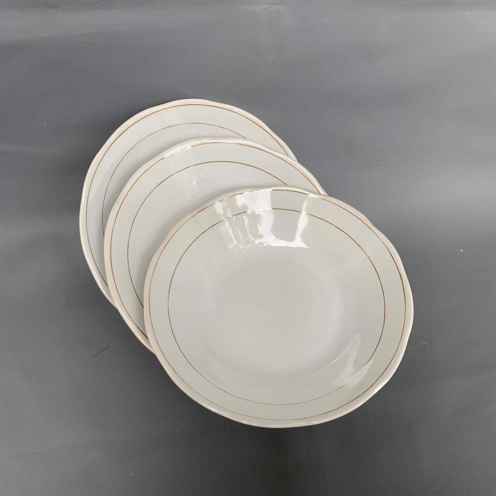 1 Lusin Piring Keramik List Mas 8 Lilia - Piring Makan - Piring Keramik
