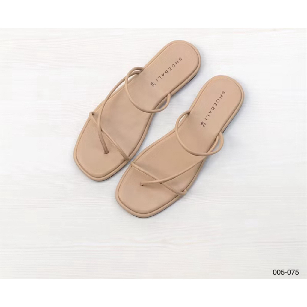 Preloved Shoebali Sandal Flat Wanita Cream Coklat Size 38