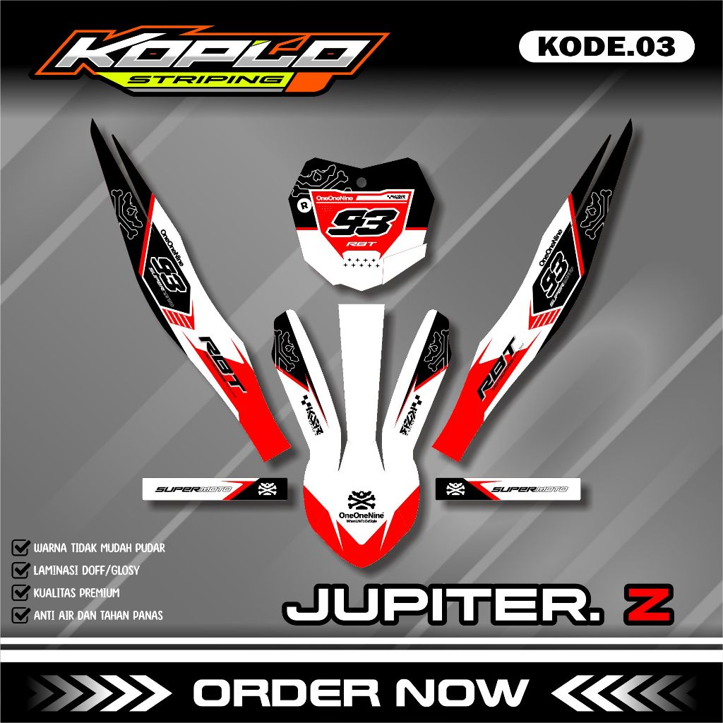 Decal Sticker RBT Motor Jupiter Z Burhan - Striping Motor RBT Bebek Modif Supermoto Terbaru KPL.03