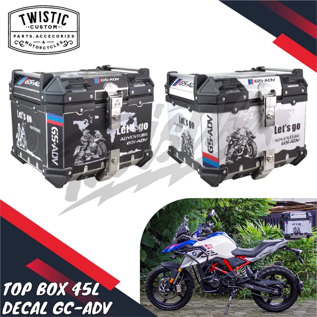 Top Box Pannier Tas Boks Bagasi Box Belakang Touring Decal 45L 45 Liter BMW G 310 R 1200 1250 GS RE 