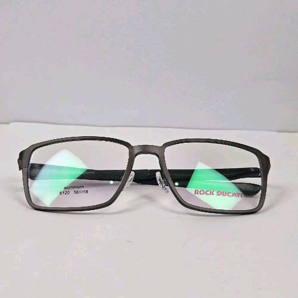 Frame Kacamata Pria ROCK DUCATI 6120 Gunmetal Grey – Frame Kotak Aluminium Premium 56mm Elegan Ringa