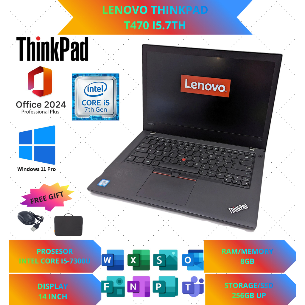 TERMURAH  Laptop Lenovo Thinkpad T470 / Thinkpad T470s core i5 gen 7 ram 20gb windows 11 pro