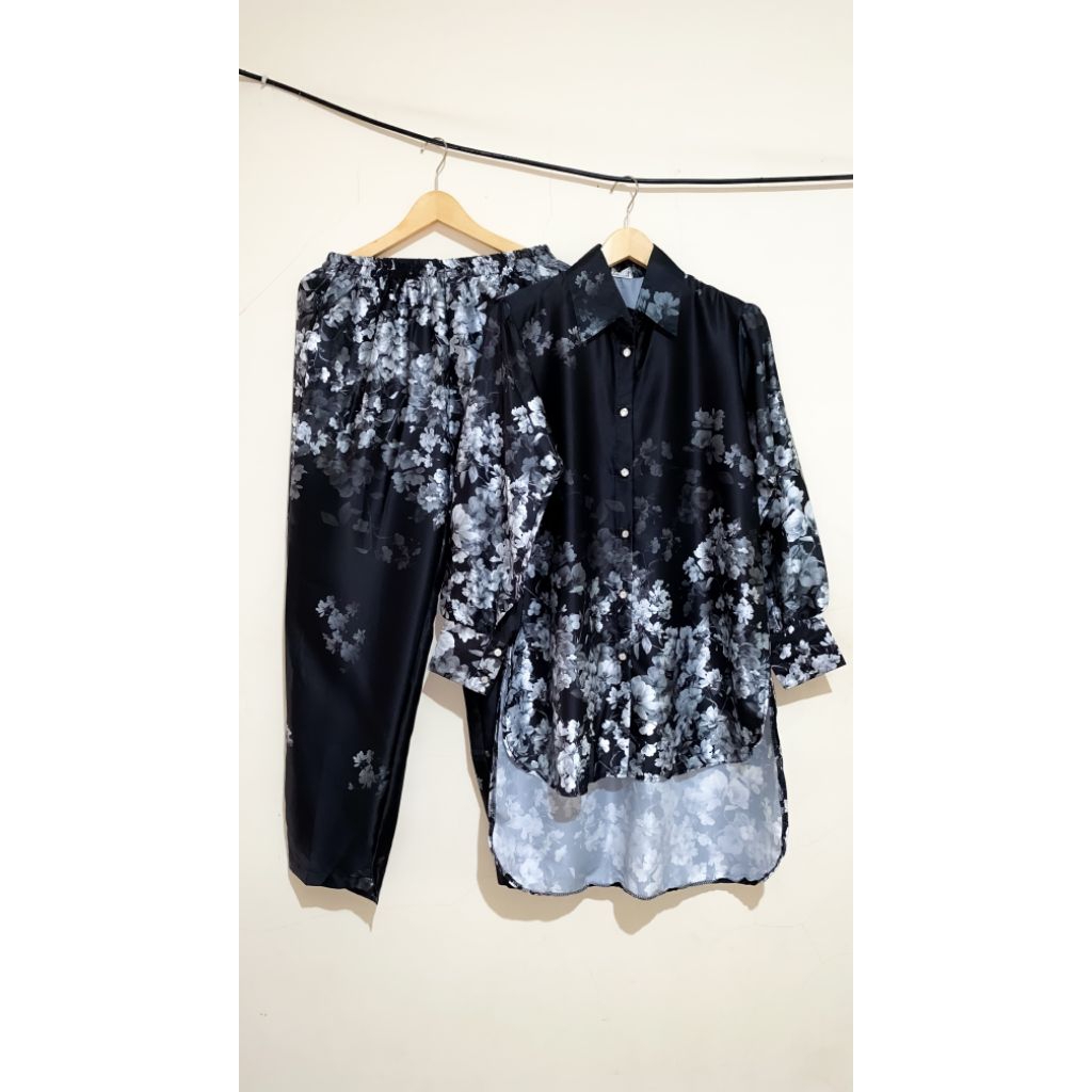 Baju One Set Kekinian bahan Silky arrmany Premium Motif Mewah Silk Armani