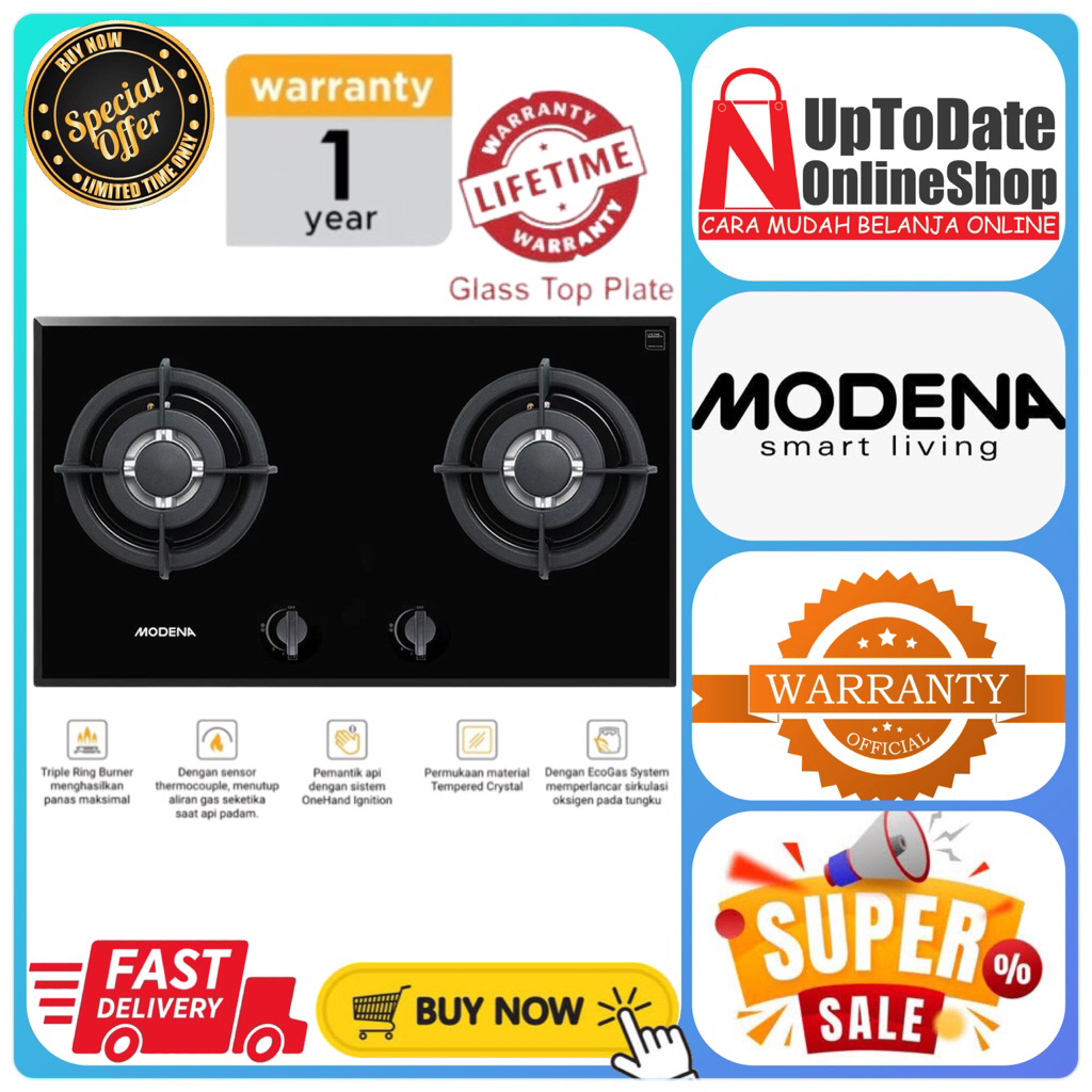 KOMPOR TANAM MODENA BH-1725 ACBK BH1725 BH 1725ACBK TRIPLE RING BURNER MODENA BUILT IN HOB KOMPOR MO