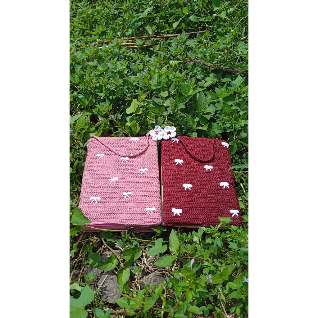 sampul quran/buku rajut model pita hand made