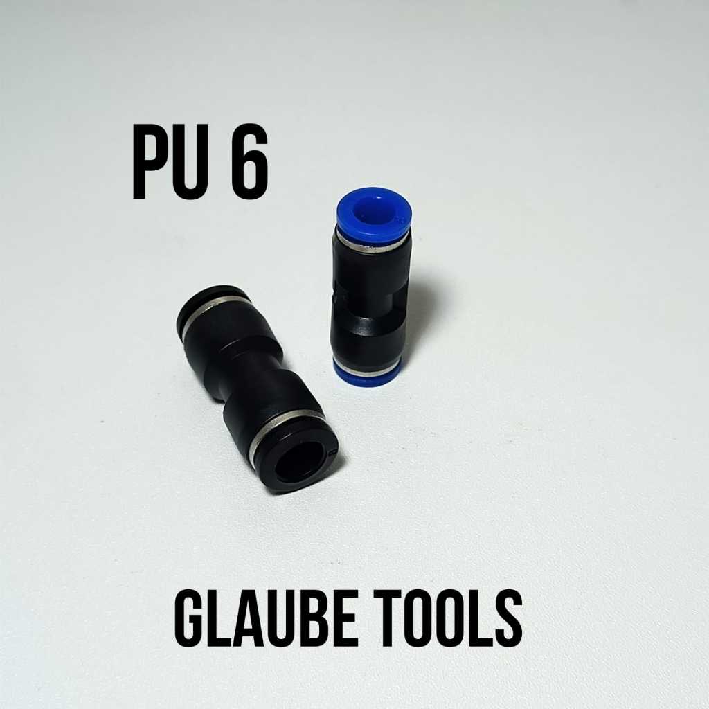 PU 6 Fitting Pneumatic Lurus Selang Ukuran 6mm x 6mm PU6 Nepel 6mm