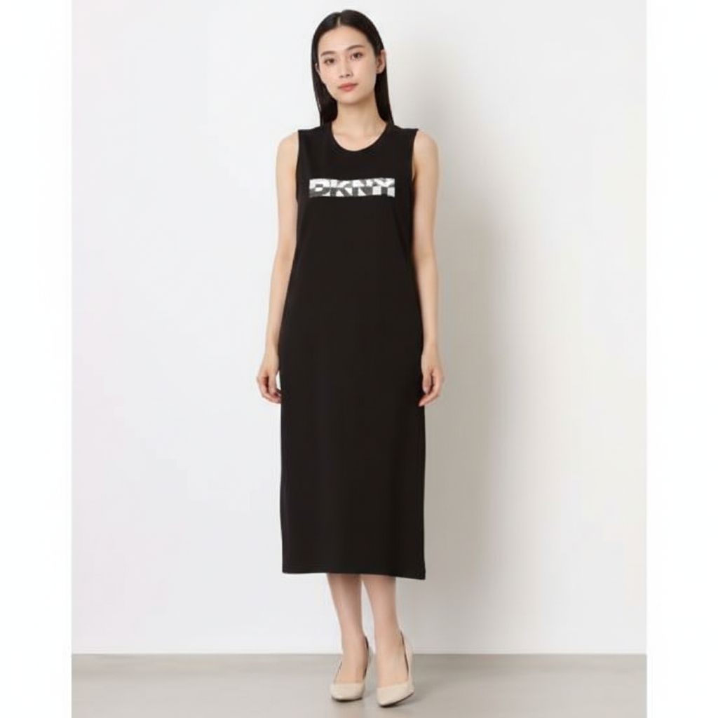 Dress wanita Hitam (DKNY) Pakaian tanpa lengan New