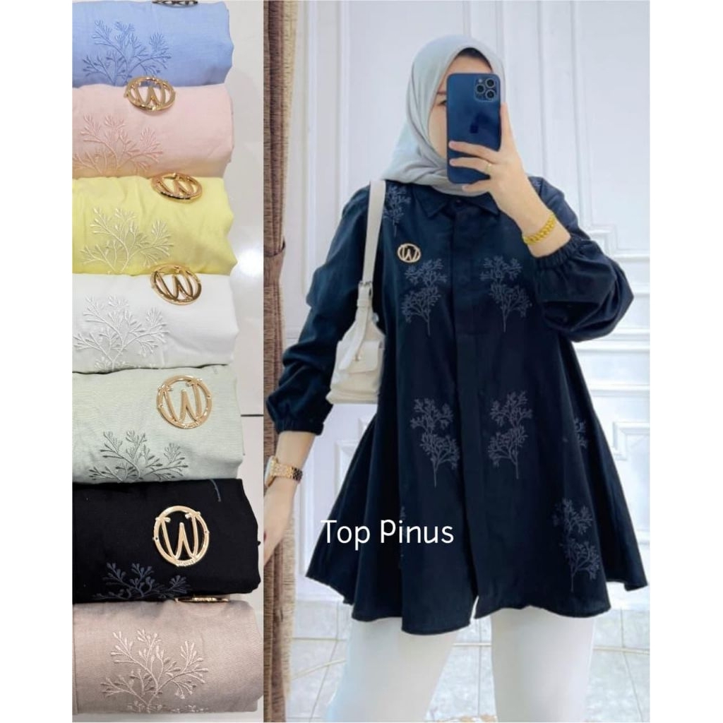 TOP PINUS / KEMEJA KATUN BORDIR PREMIUM ORI BY WINODY