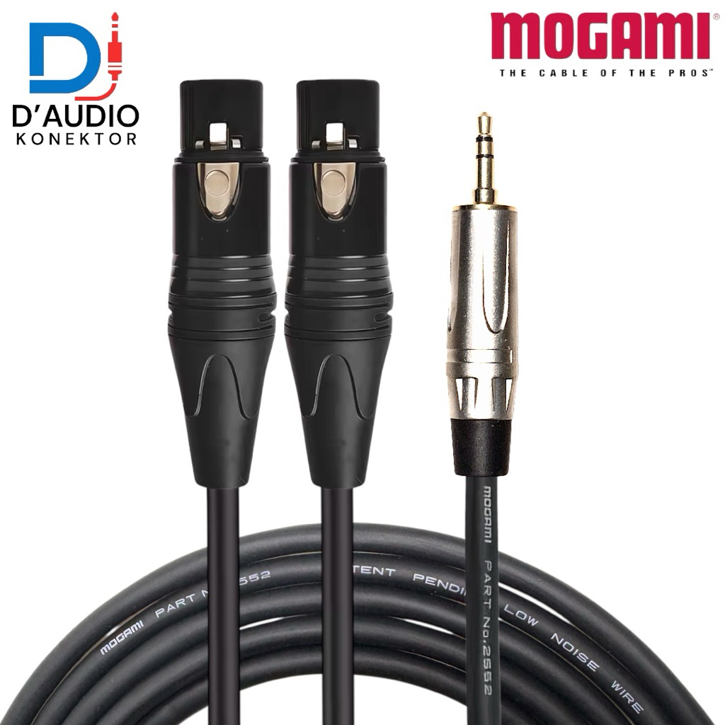 MOGAMI PRO AUDIO JACK AUX HP AKAI STEREO 6,5 TO 2 XLR FEMALE LOW NOISE ORIGINAL KABEL FULL TEMBAGA P