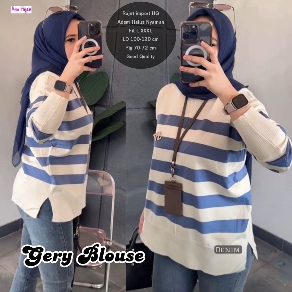 nancy kaos stripe import daisy top shirt ori moca laiqa atasan knit import kaos garis garis wanita k