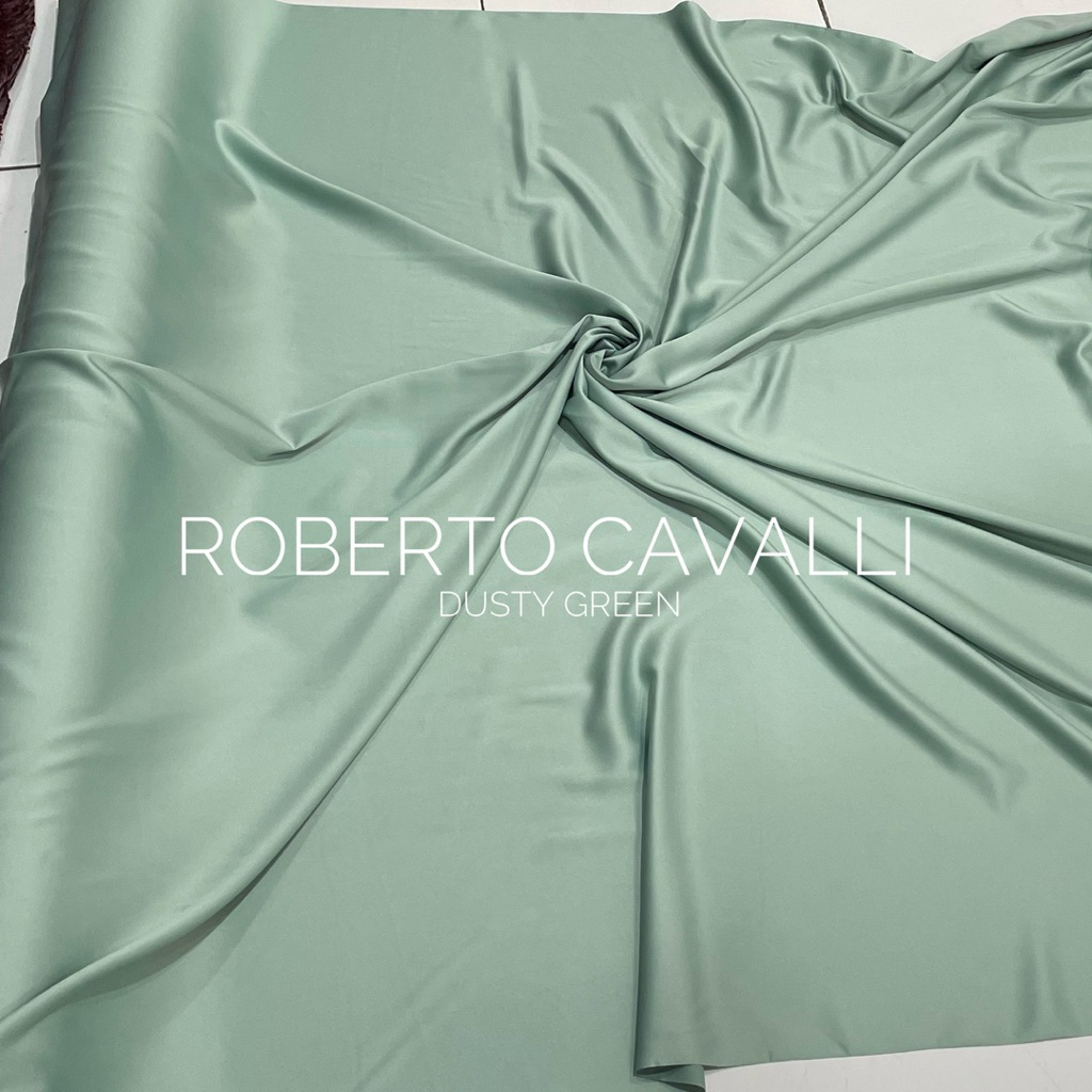 Kain Satin Roberto Cavalli/Warna Dusty Green/Dusty Blue