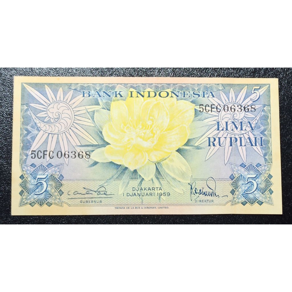 uang kuno Indonesia 5 rp bunga 1959 p2355