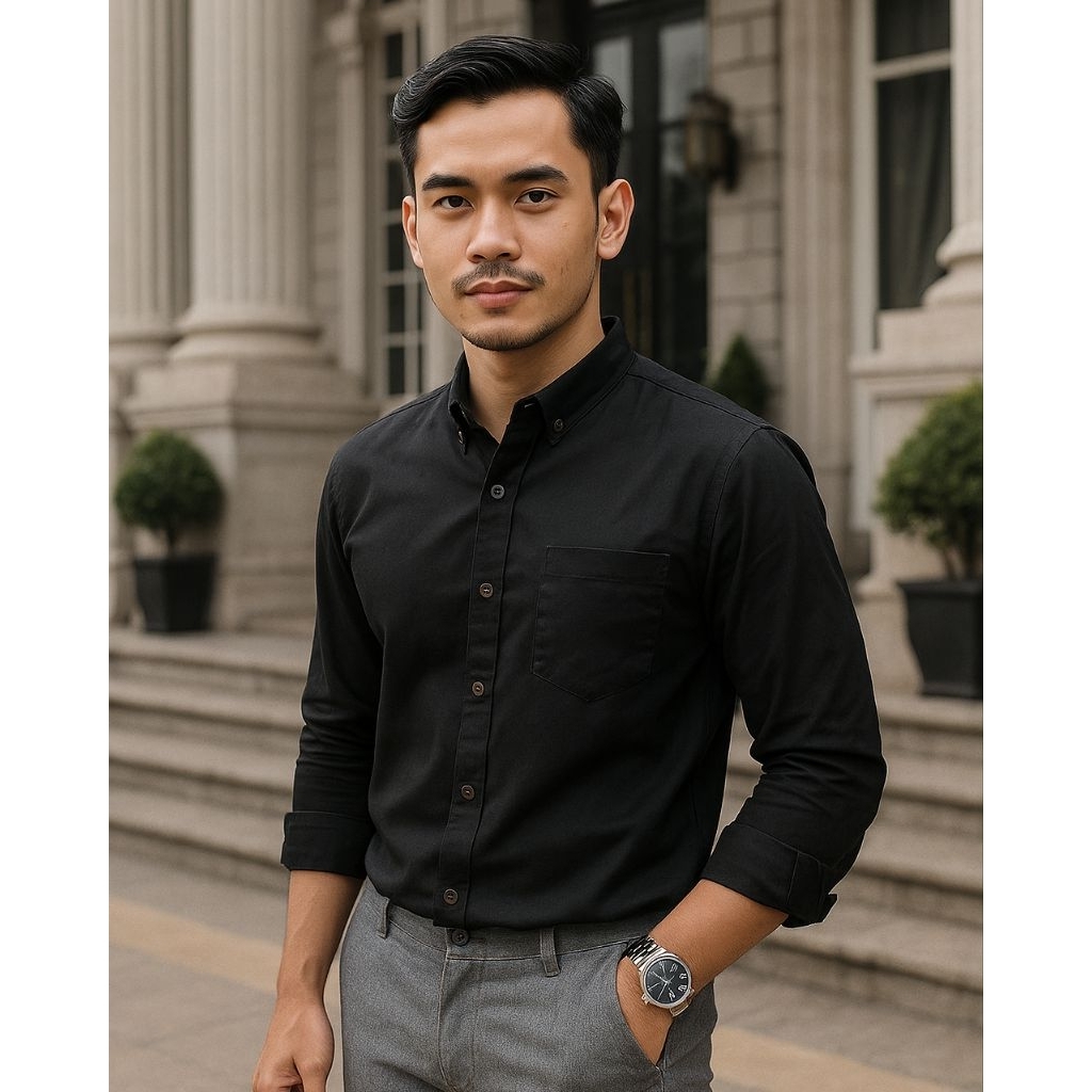 KEMEJA HITAM / Kemeja Polos Pria / Kemeja Panjang Pria / Kemeja Polos Panjang / Kemeja Pria / Kemeja