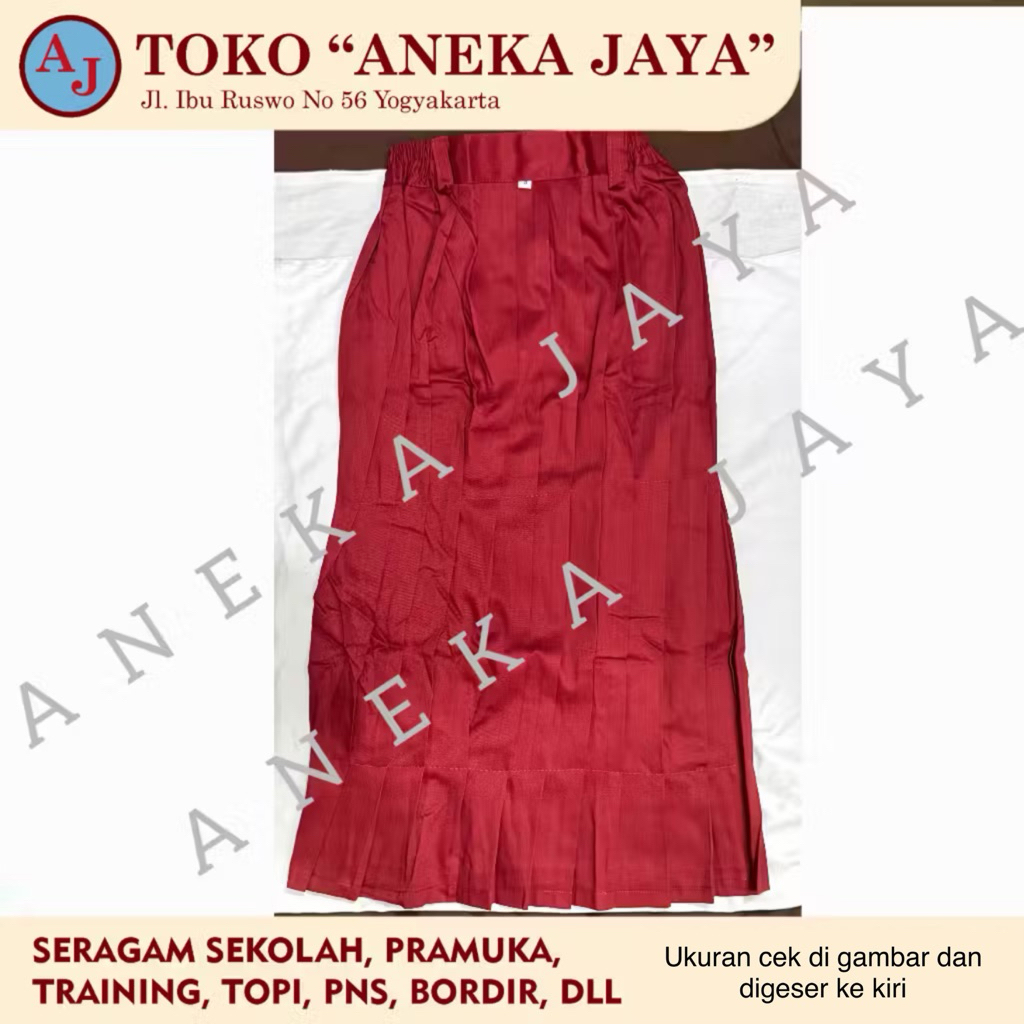 Rok Lipit Panjang Sekolah SD bahan Nagata Drill , Karet / Seragam Sekolah Putri