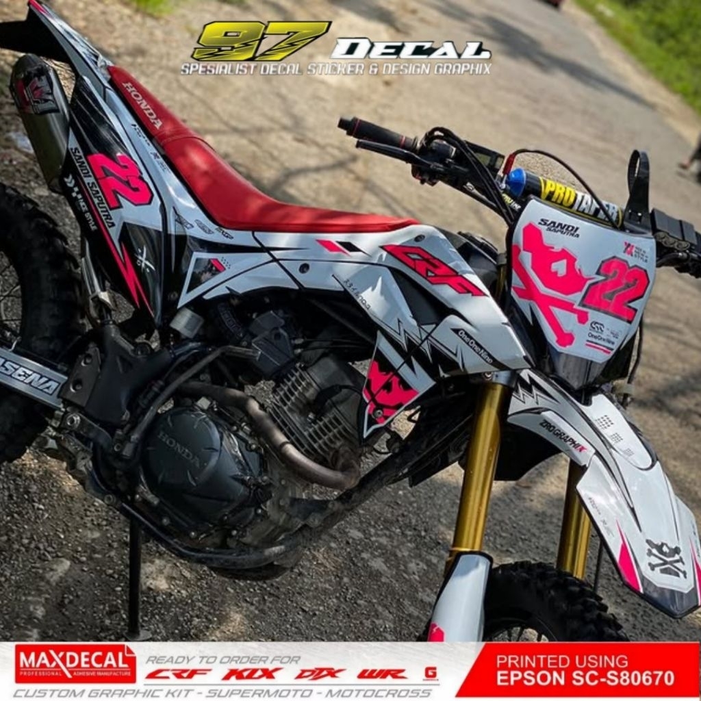 DECAL CRF 150 FULLBODY PUTIH MOTIF PINK