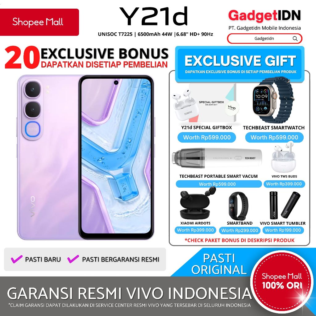 VIVO Y21d 8/128GB Garansi Resmi VIVO