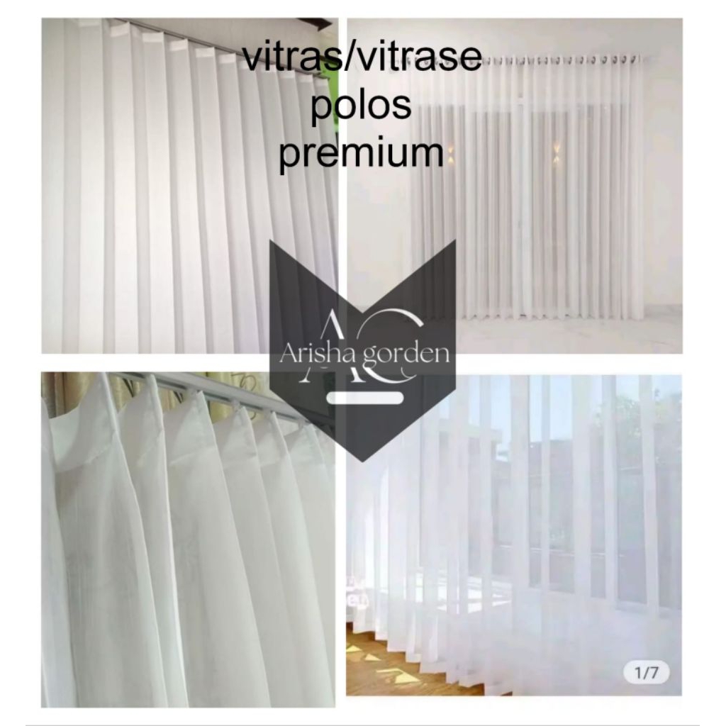 Vitrase Gorden putih polos import premium model plisket kaitan kawat S tirai Daleman gorden transpar