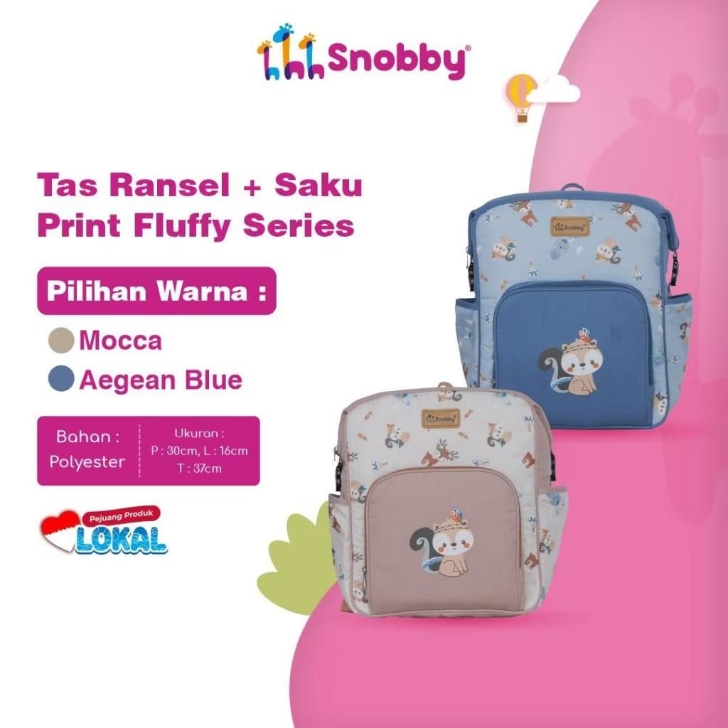 SNOBBY TAS RANSEL BAYI FLUFFY SERIES