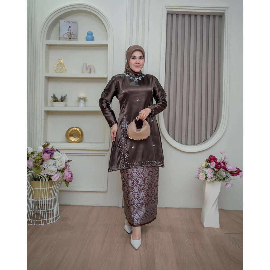 kebaya kurung payet tabur//baju kurung malaysia payet samping