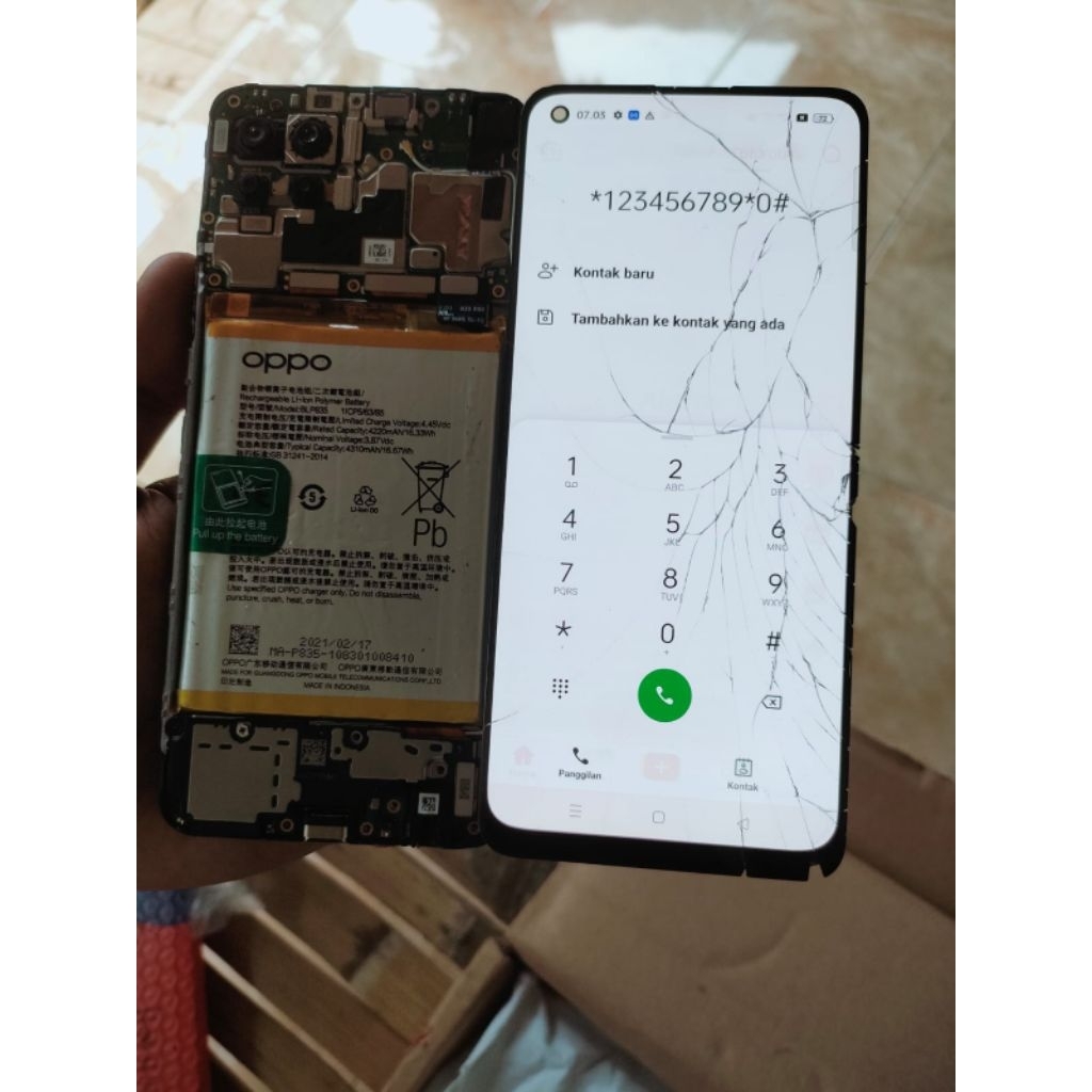 lcd reno 5f copotan retak glas ,shadow juga...