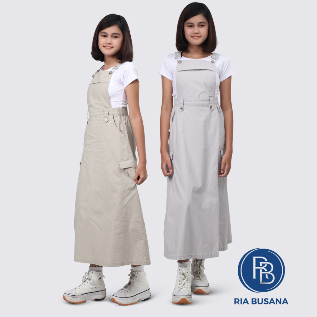 Ria Busana - Meily - Overall Anak Wanita Polos Rok Katun Cargo Baju Kodok Art. MROC00503BP
