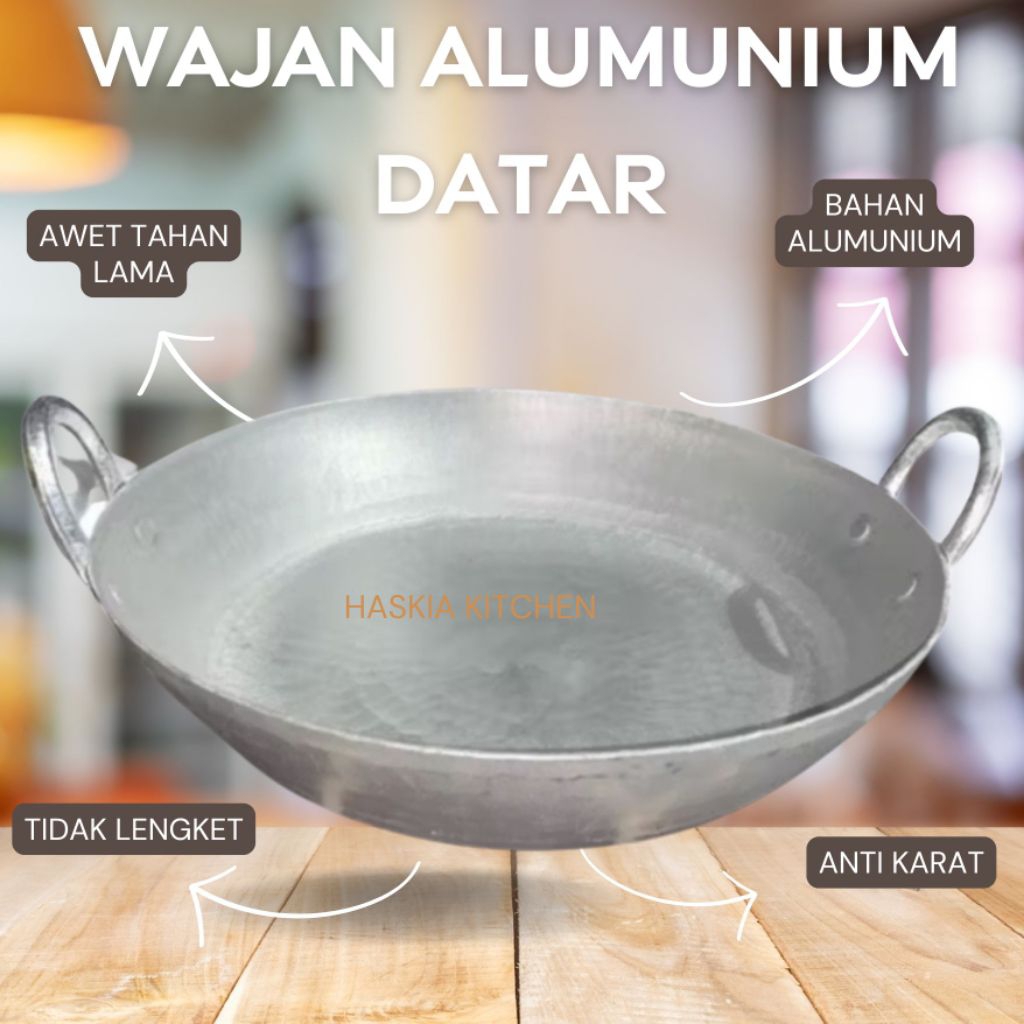 WAJAN DATAR ALUMUNIUM ANTI LENGKET KUAT DAN TEBAL