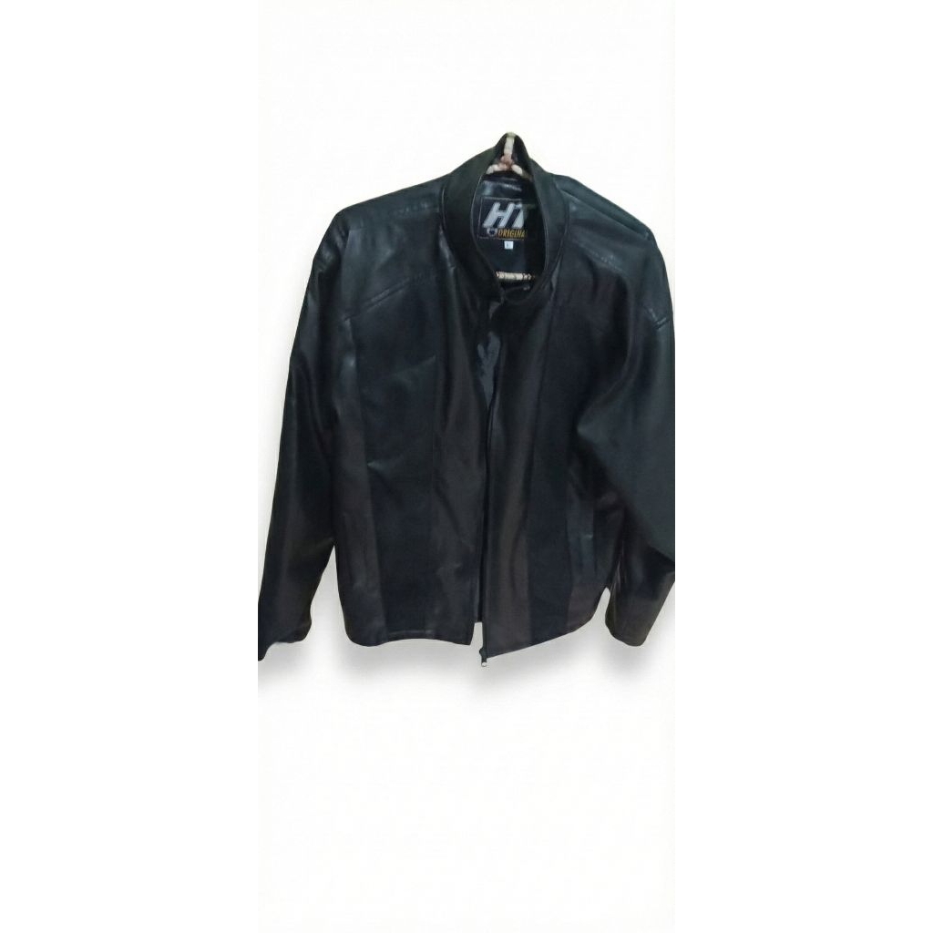 Jaket Kulit Motor Pria HT Original - Model Racer/Touring - Warna Hitam Size L