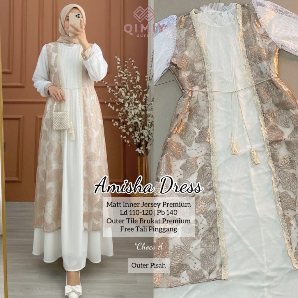 amisha dress set outer by qimiy - Pakaian Wanita HQ by merk Tren fashion terupdate, Tiara Maxy by W&