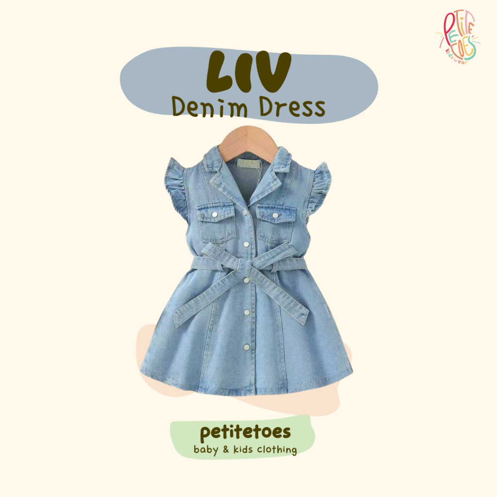 Liv Denim Dress | Dress Anak Perempuan | Baju Anak Perempuan | Dress Bayi Perempuan
