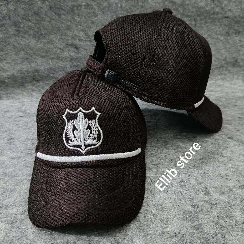 Topi Jaring Coklat Satpam Premium / Topi Security / Topi Satpam