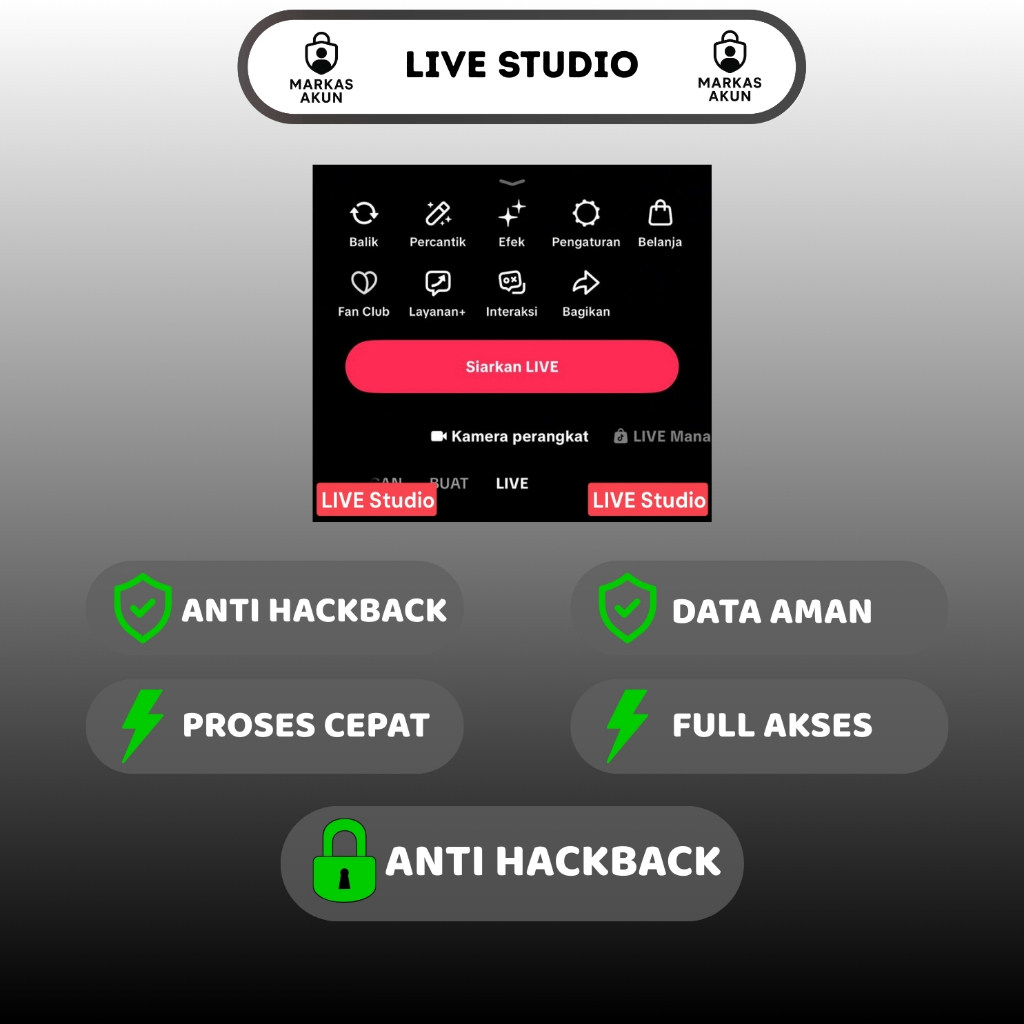Akun TikTok Live Studio 1-5k Follower | Siap Live 24 Jam