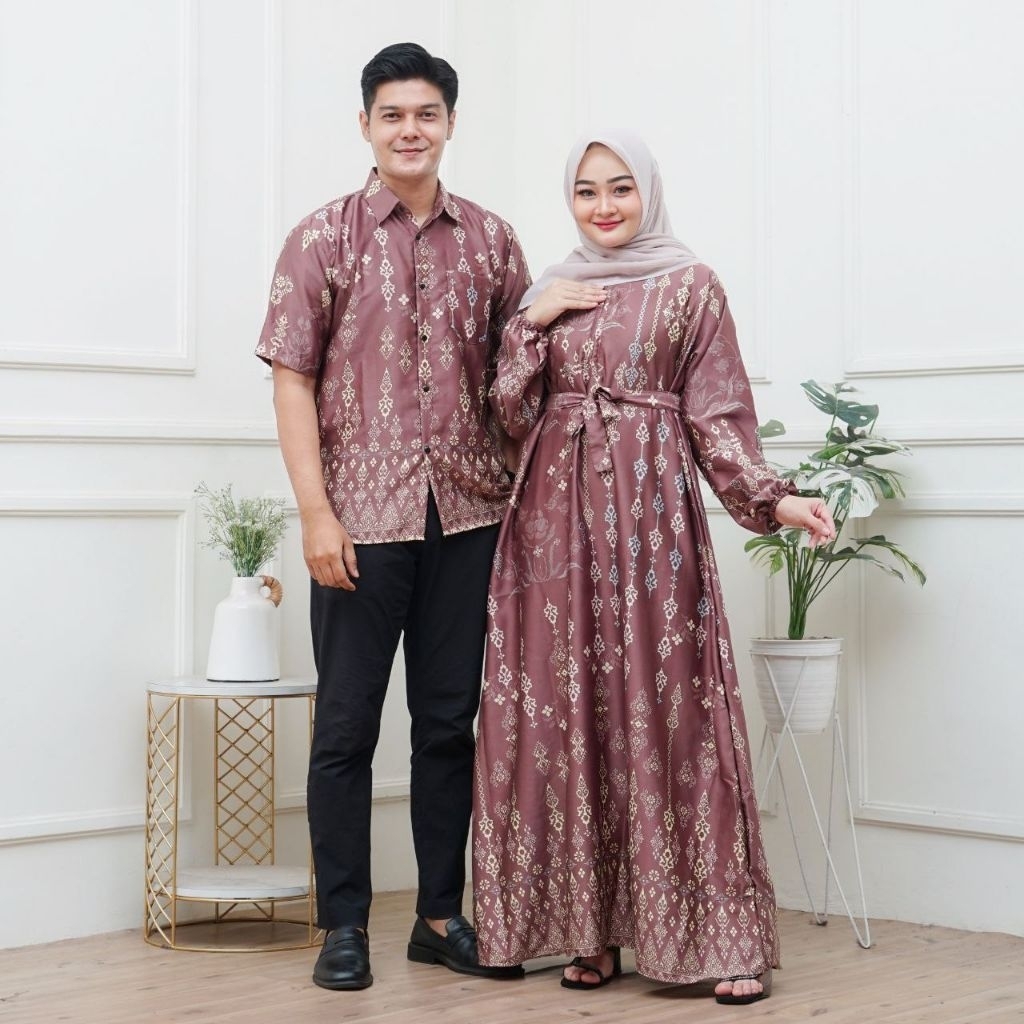 Baju Couple Batik Pasangan Kondangan Gamis Kemeja Kekinian DIOR SILK