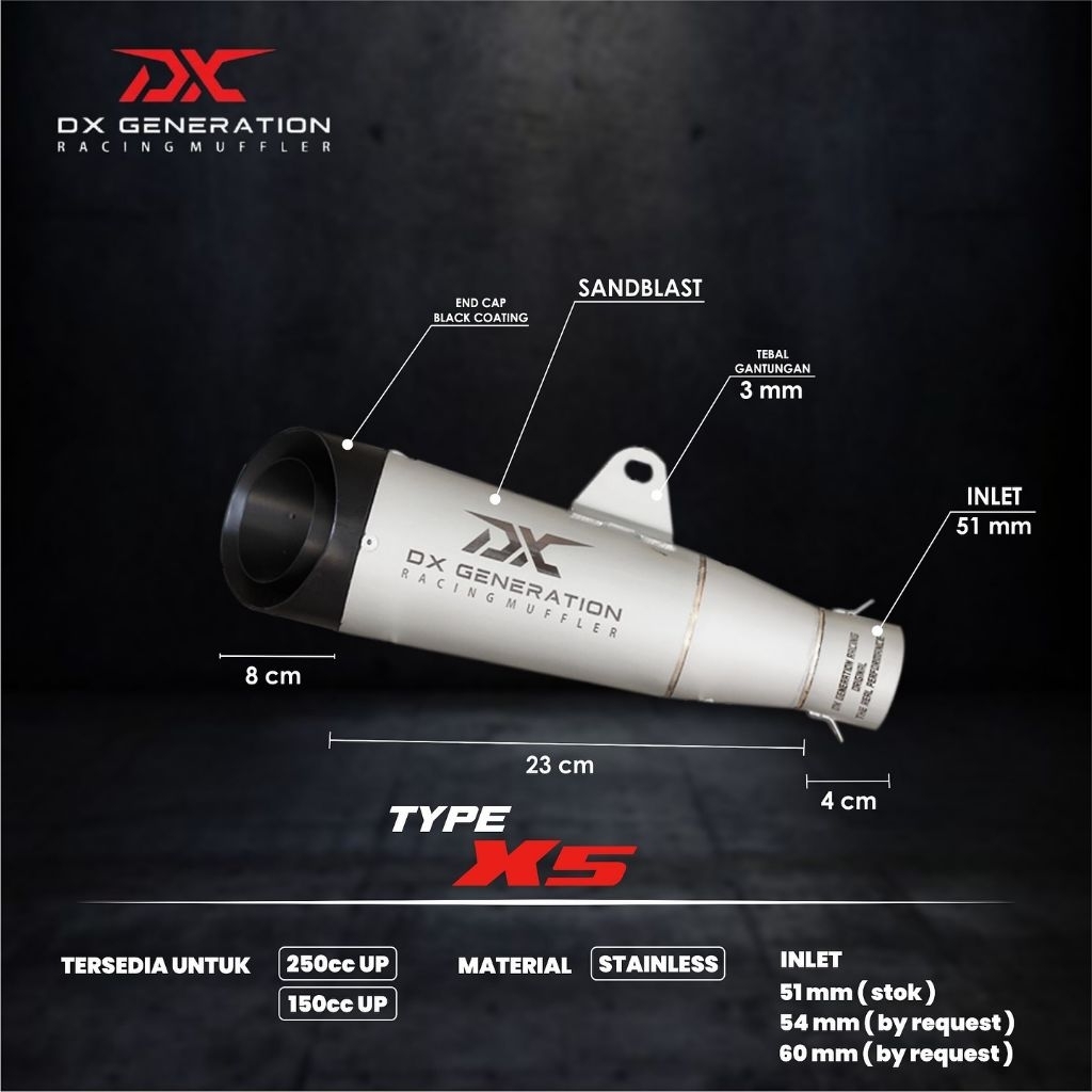 Knalpot ORIGINAL DX X5 - Header Blue (FULL SYSTEM) R25, MT25, CBR 250R, CBR 250RR, Ninja 250 Karbu, 