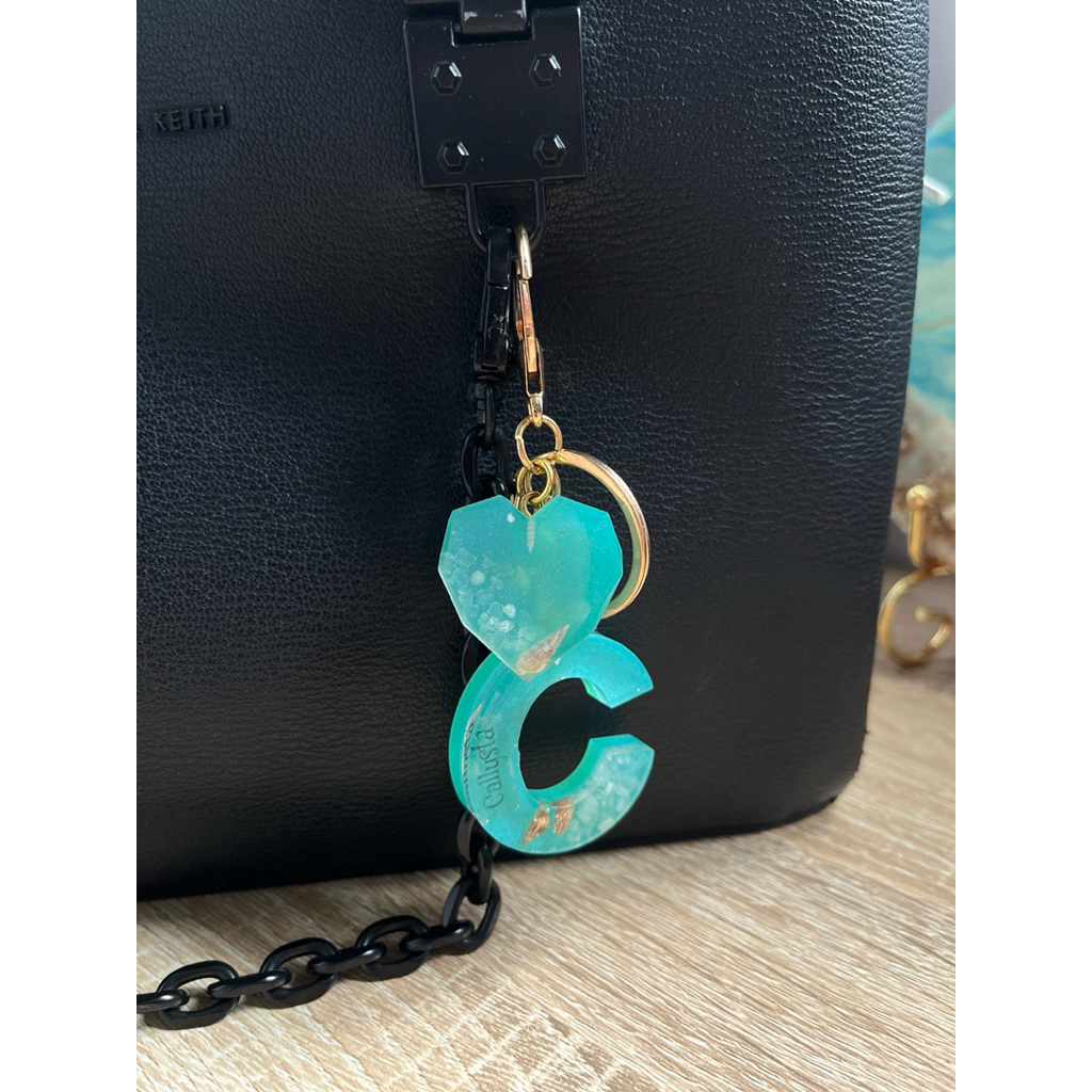 bag charms, gantungan  tas varian biru tosca Callysta