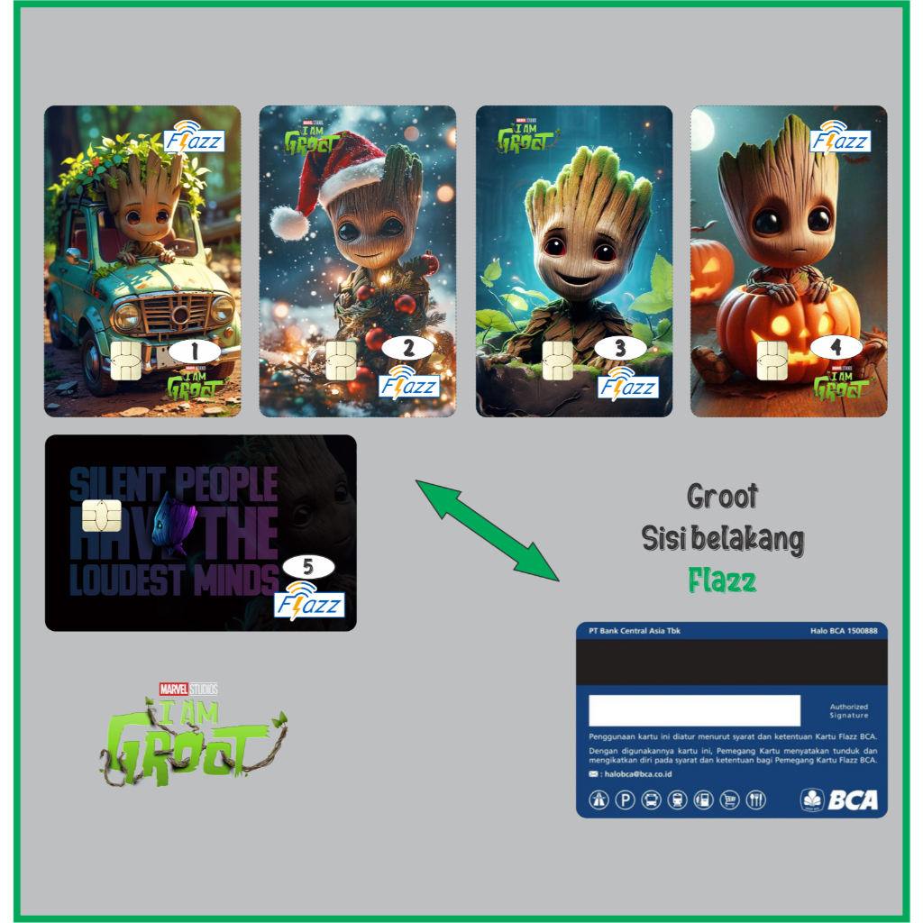 Kartu eMoney eToll Tapcash BRIZZI edisi Baby Groot - Custom Print