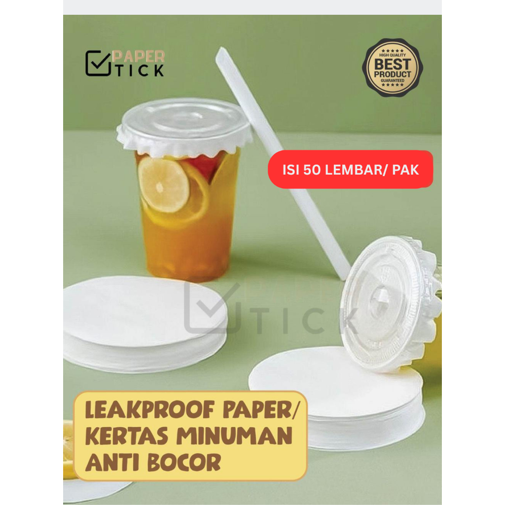 (50 LEMBAR) LEAKPROOF PAPER / Kertas Tahan Bocor Cup Minuman / Kertas anti bocor bulat gelas cup kop