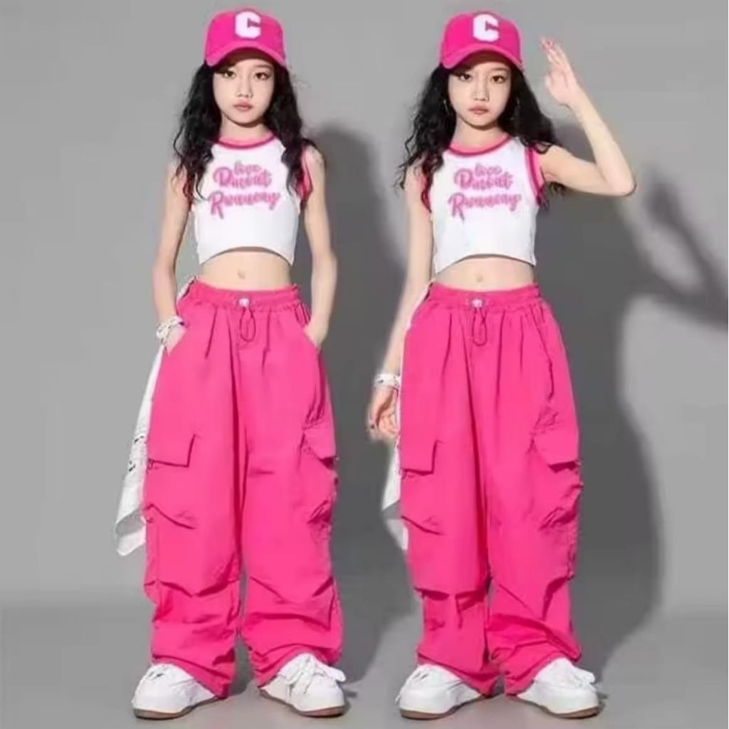 Loose Pant Cargo Panjang Anak Tanggung Usia 7-13 Tahun Highwaist Celana Cargo Anak Cewek Cowok Fashi