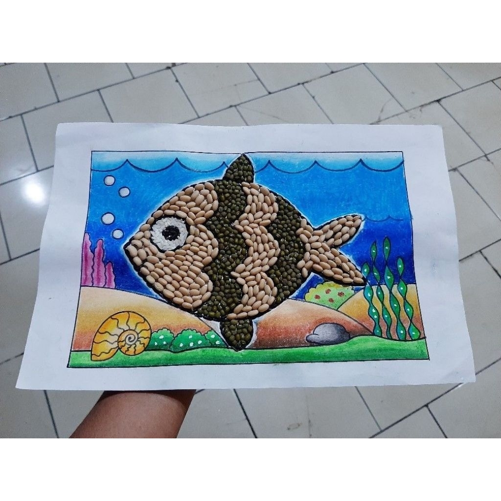 kolase biji bijian ikan baground gradasi krayon aesthetic bisa request baground dan  bentuk dijamin 