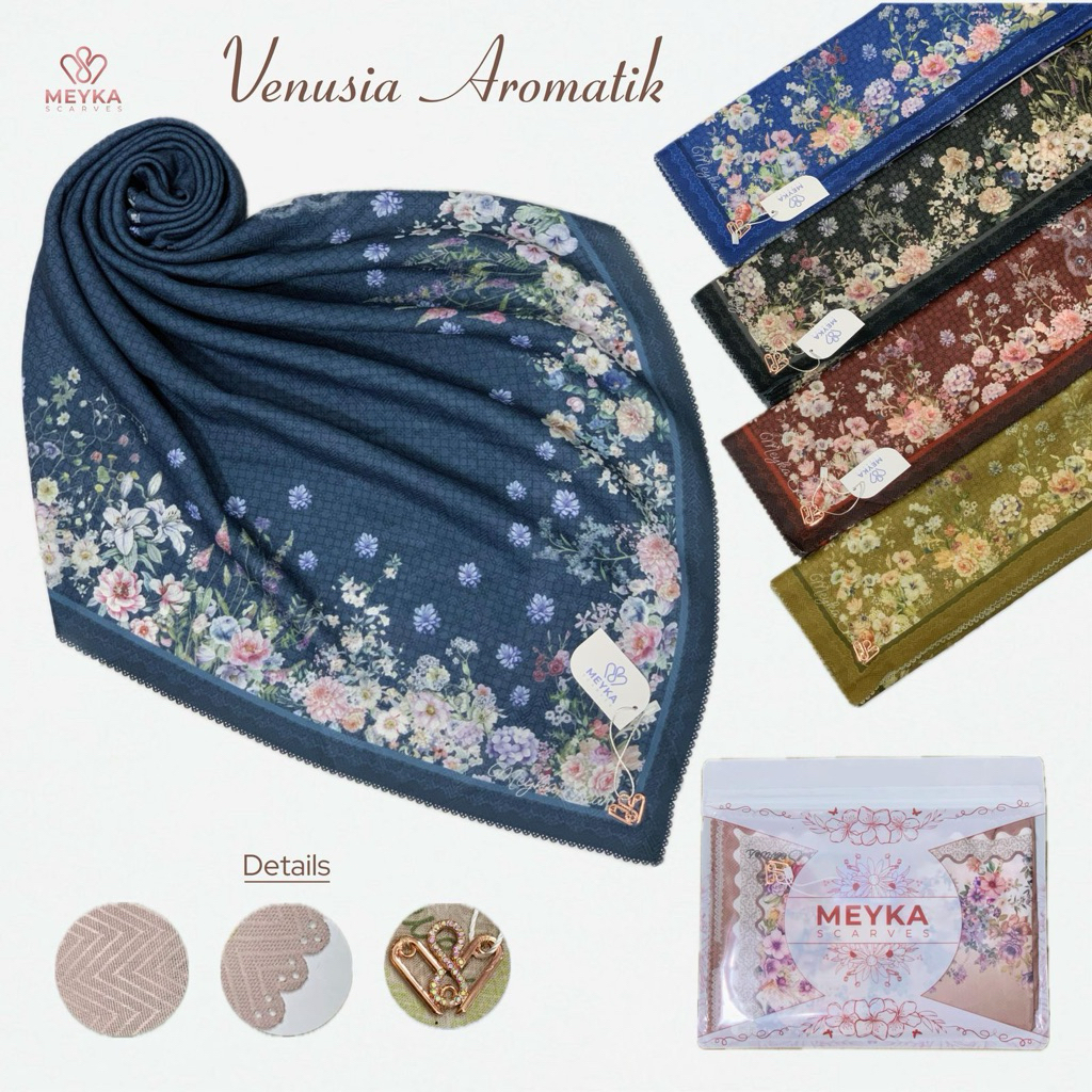 Aromatik 3 pcs Meyka Motif Voal Venusia Sublime  Premium Digital Printing Pouch Eksklusif / Hijab Vo