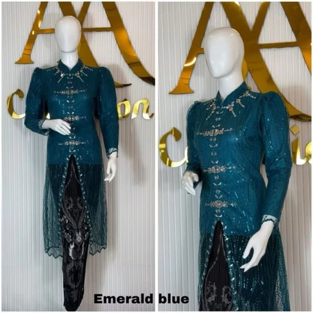Belyou - Satu Set Kebaya Model Tunik Tulle Payet Nikita Motif Polos Untuk Acara Kondangan dan Nikaha